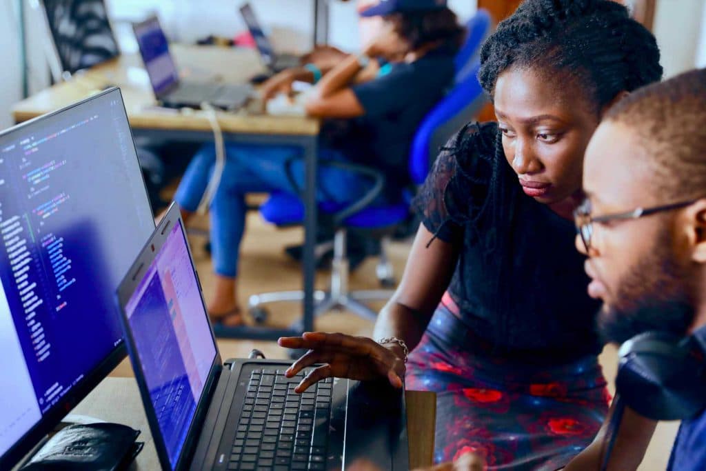 Diverse team of developers collaborating