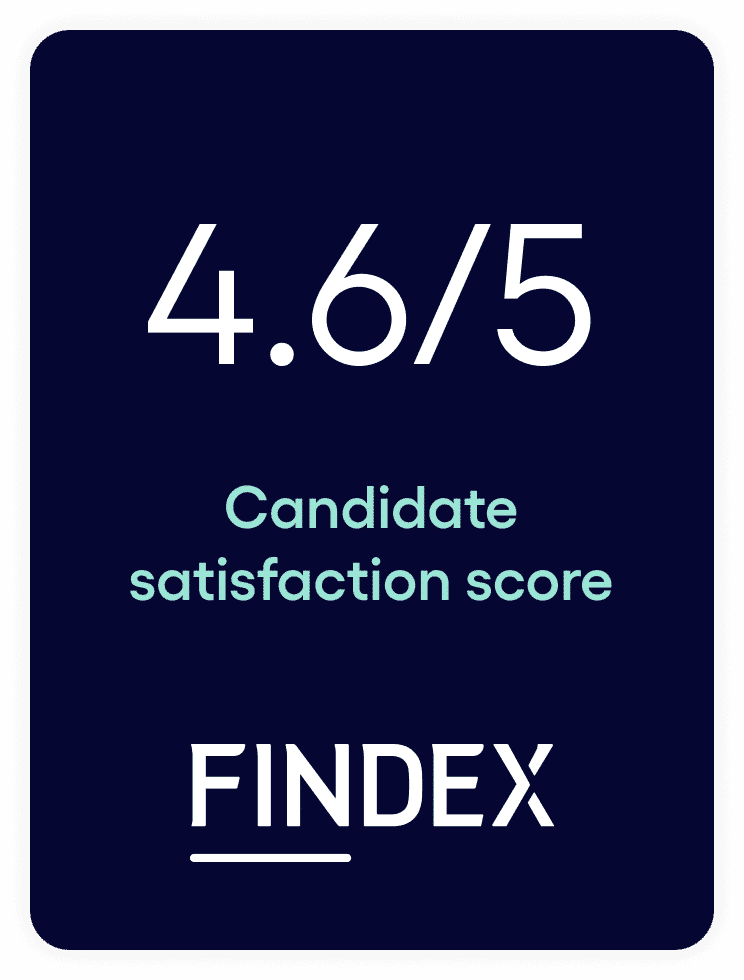 4.6 out of 5 candidate satisfaction score - FINDEX