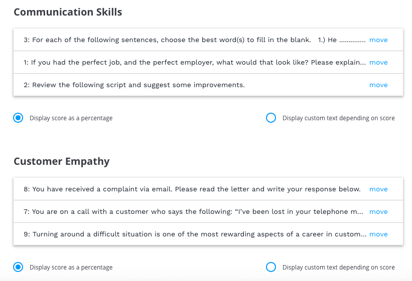 Grouped questions