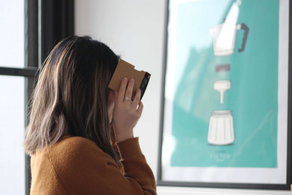 Woman with a virtual reality tool