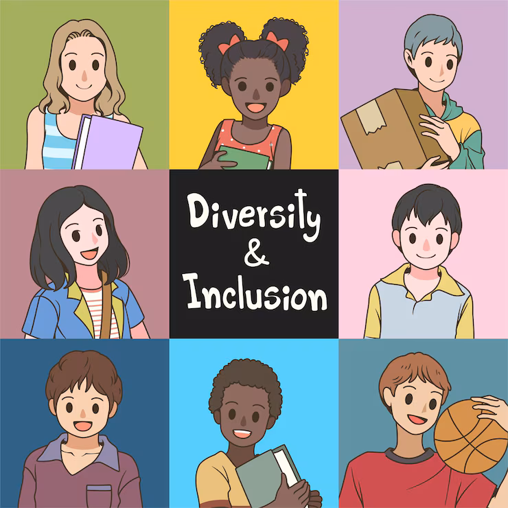 An Image Showing Characters Representing Multicultural People.