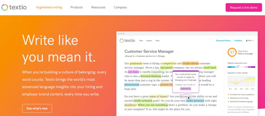 Textio blind hiring software