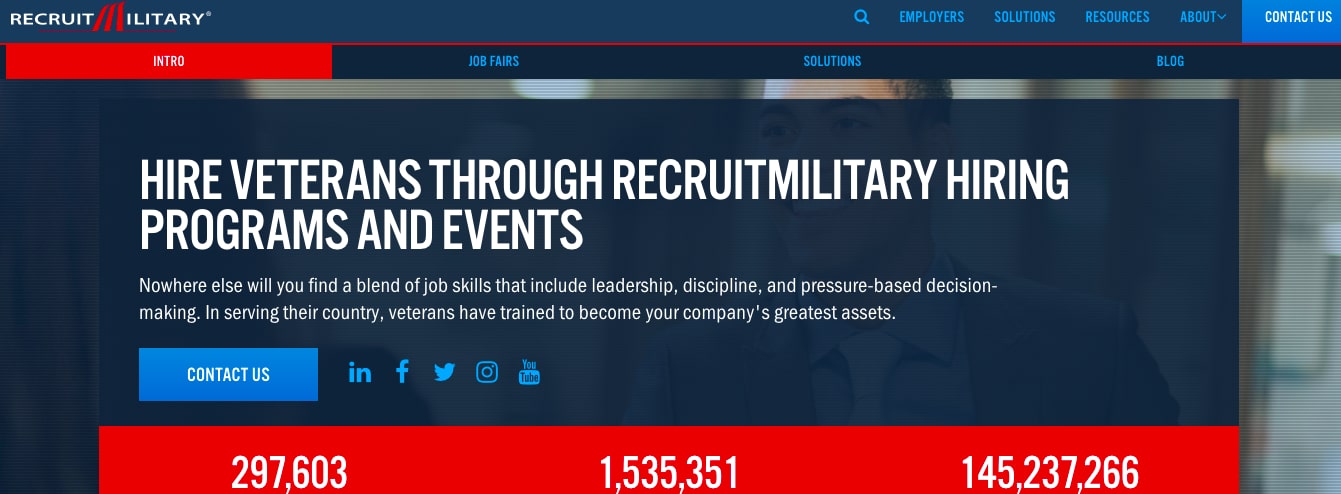 Recruitmilitary  job board for former service members