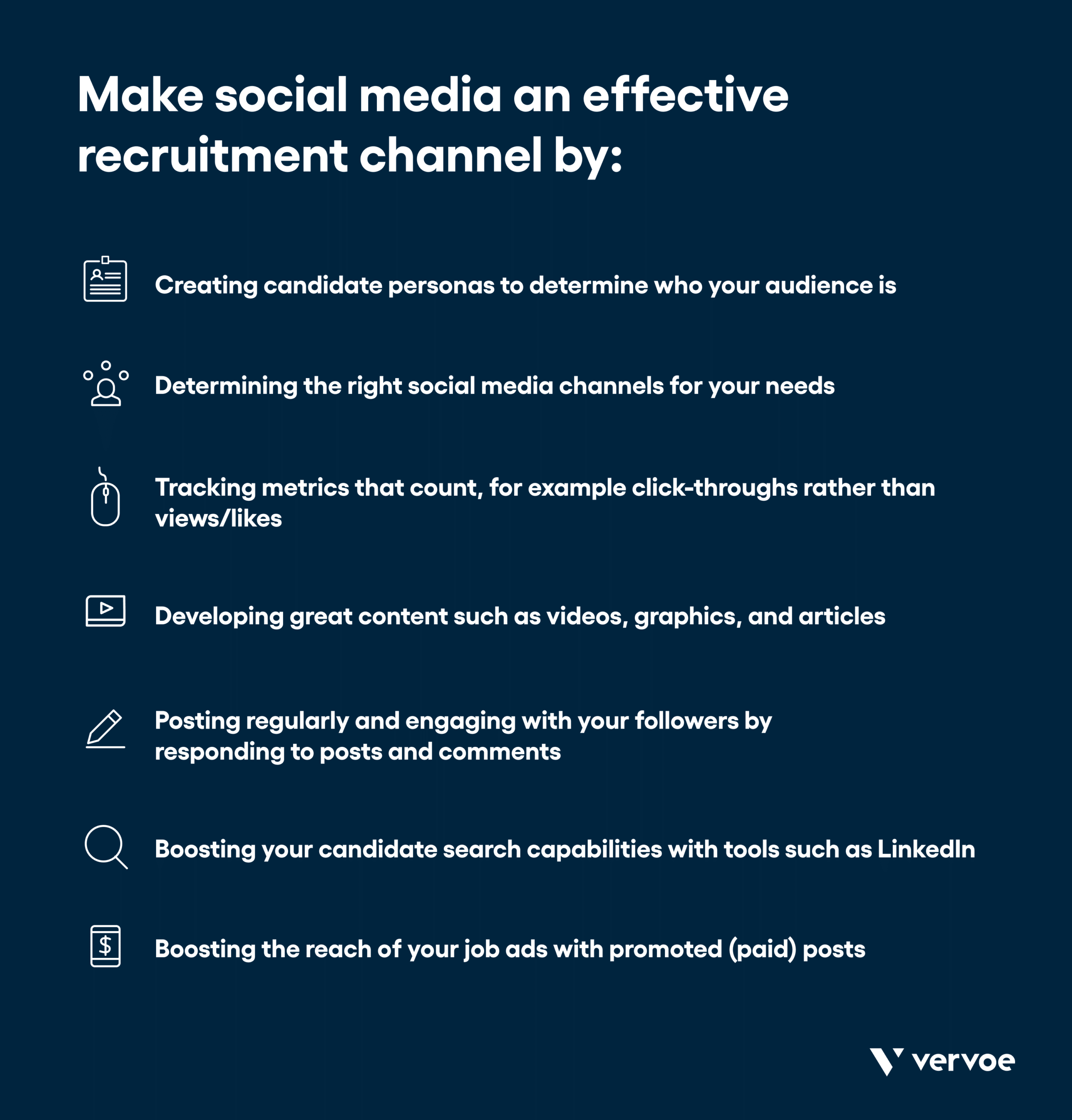 Infographic showing how to make social media an effective recruitment channel