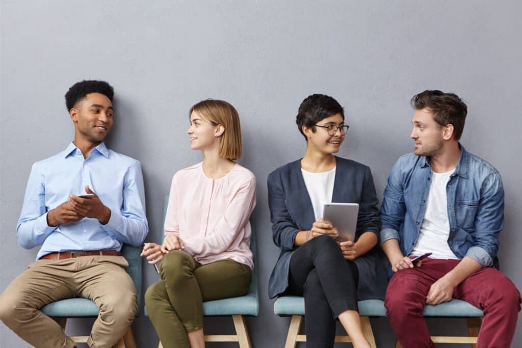 How to Build an Future Ready Enterprise Talent Pipeline with Skills-Based Hiring 2 Applicants interacting