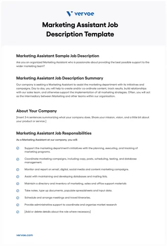 Marketing Assistant Job Description Sample + Free PDF